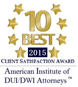 client satisfaction award badge given by the American Institute of DUI/DWI Attorneys