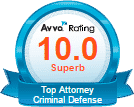 10/10 avvo rating badge for top attorney criminal defense lawyers
